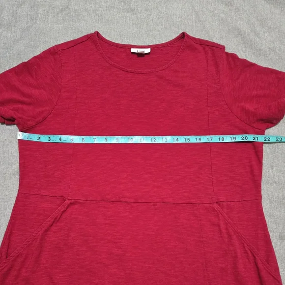 J JILL Red Cotton T-Shirt Dress with Short Sleeves and Pockets Size 1X - Picture 8 of 11